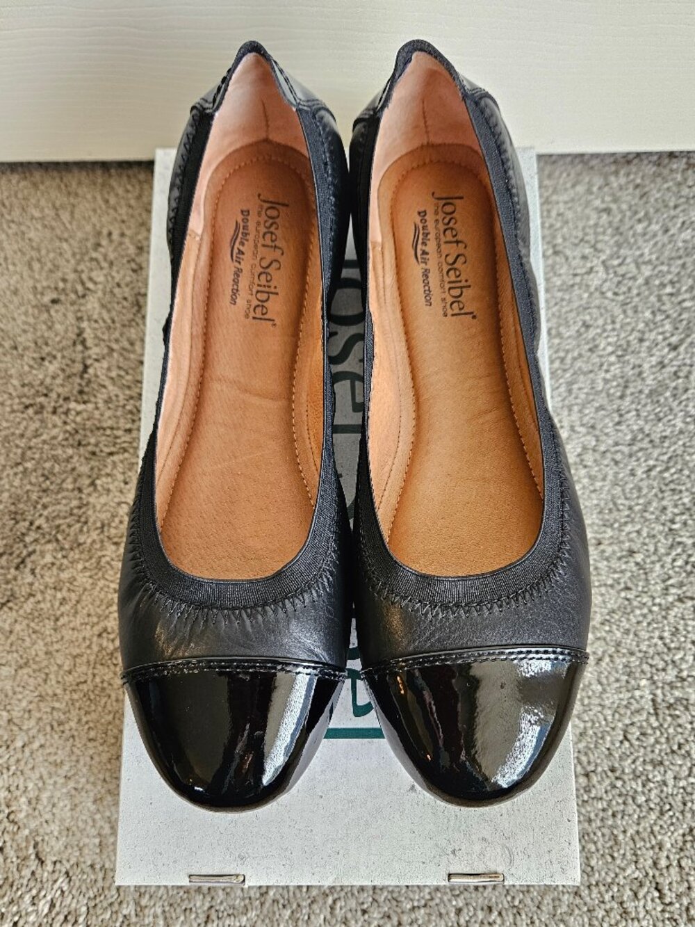 Josef Seibel Pippa Black Patent Leather Ballet Flats EU 39 US 8-8.5